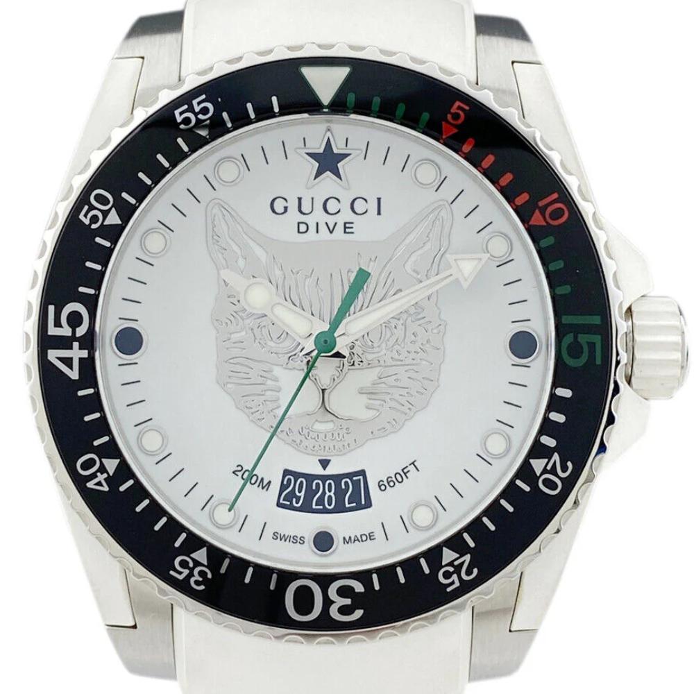 Gucci YA136329 Dive Tiger White Dial Men's Watch