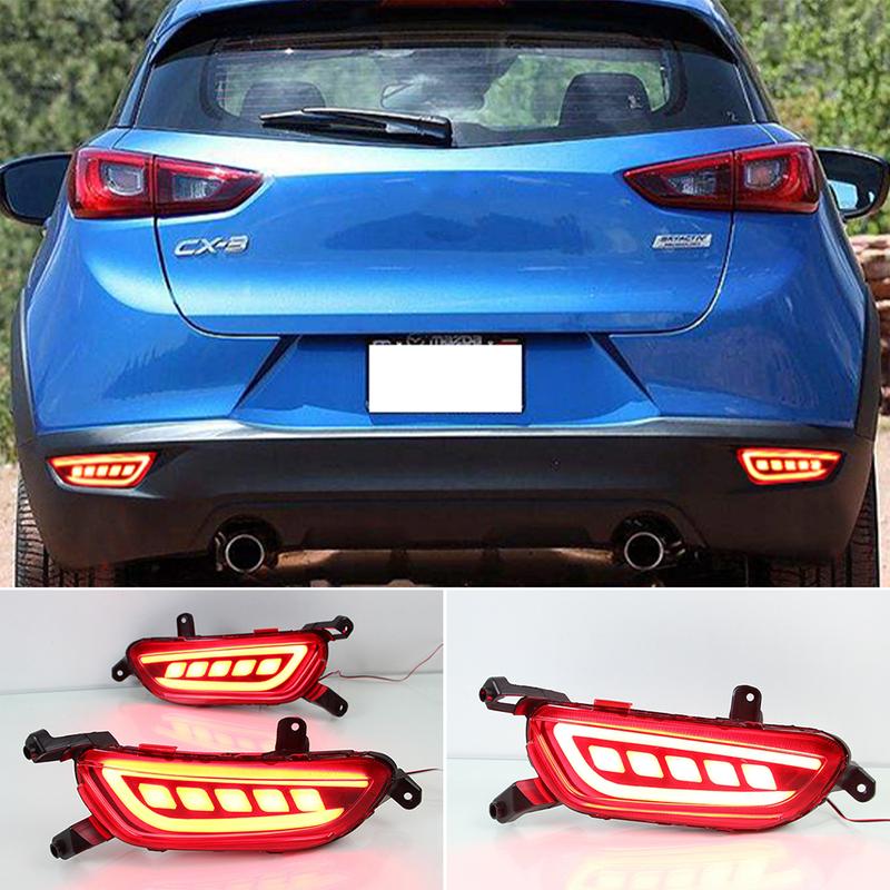 2Pcs Reflector For Mazda CX-3 CX3 2015 2016 2017 2018 Car LED Rear Fog Lamp Bumper Light Brake Light Turn Signal Light