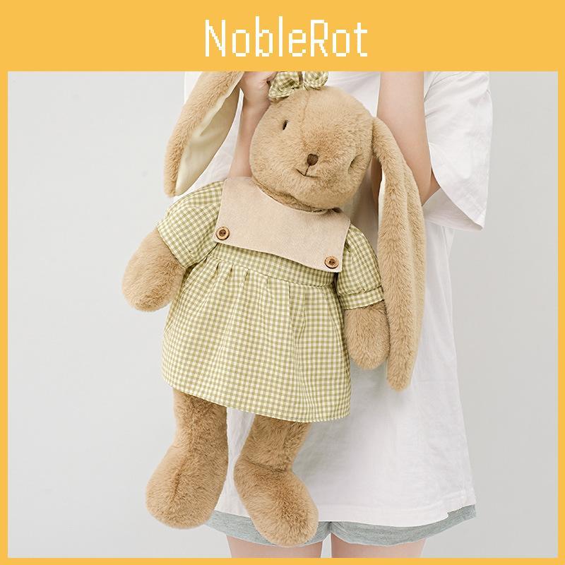 Lily Rabbit Plush Toy Large Sleeping Pillow Gift With Checkered Dress And Bow Decoration For Girls And Kids