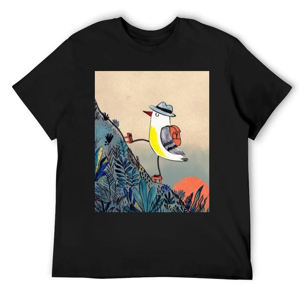 Mountain hiker bird at sunrise T-Shirt boys animal print valentines boutique clothes heavyweights tshirts for men