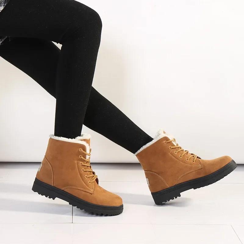 Fashion Women's Boots Winter Boots With Fur Low Heels Snow Boots Ankle Bota Feminina Platform Booties For Women Winter Shoes Heeled 2024