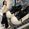 CM Thick-soled Big-headed Muffin Shoes Women's New Autumn Small Height-increasing Versatile Lace-up Sneakers