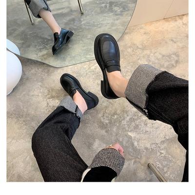 X3 2025 новая платформа маленькие кожаные туфли весна и осень толстый каблук лоферы детские