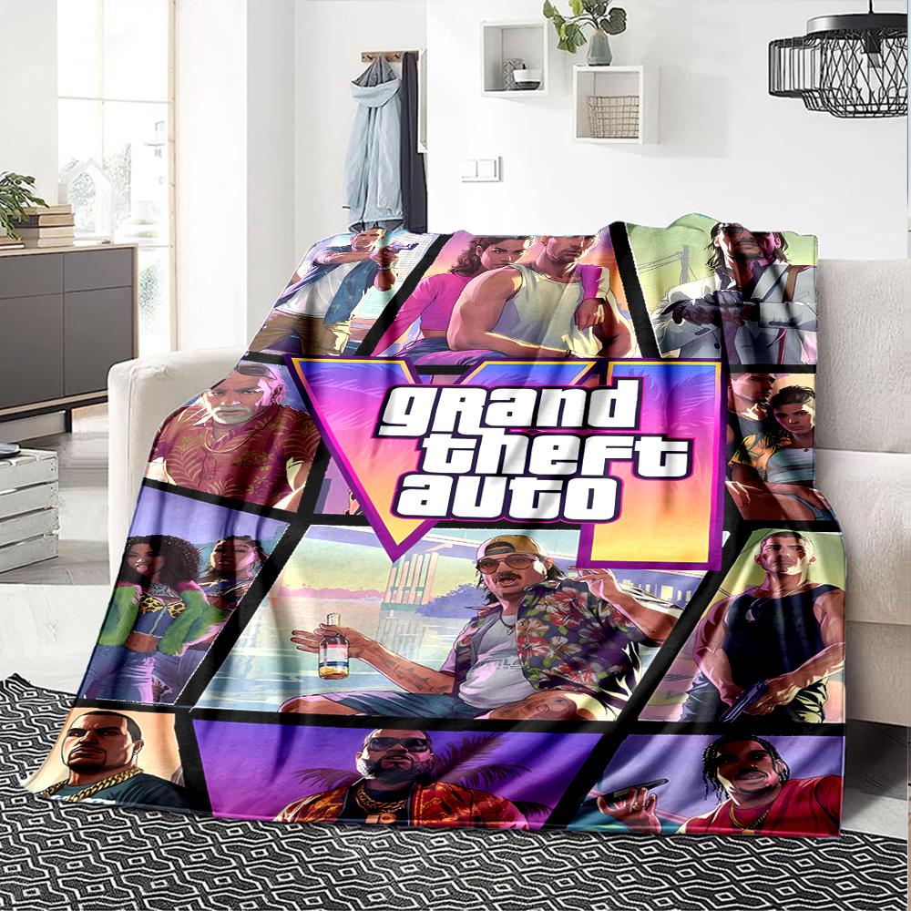 1pc Blanket - Game Grand Theft Auto Print Design,Lightweight Blanket for Sofa,Bed- Soft &Warm,Gift for All Seasons