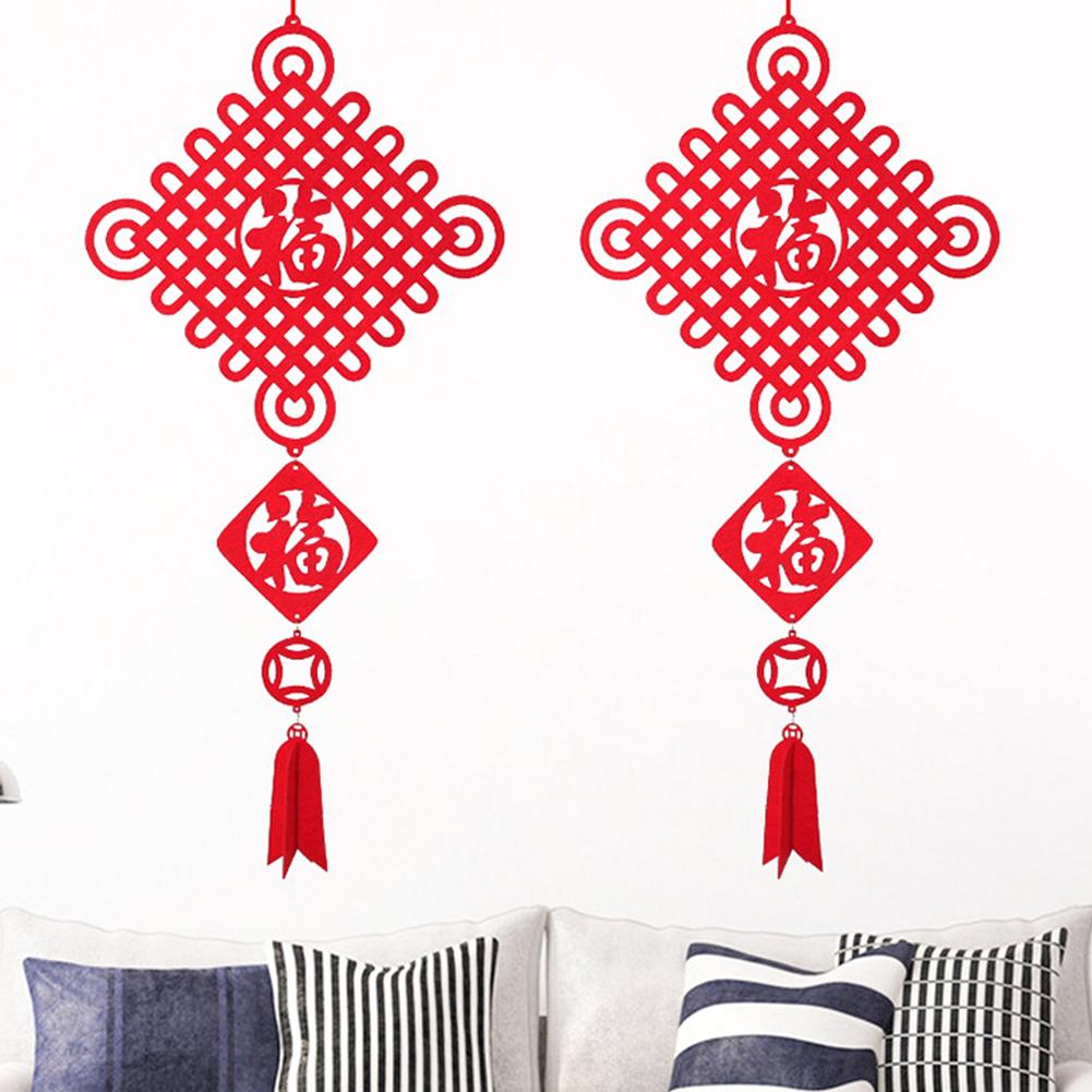 Подвесной китайский узелок «Удача» красного цвета для весеннего праздника Нового года