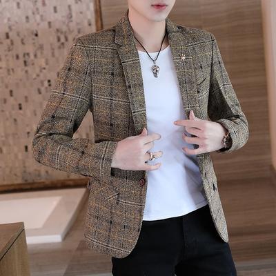 Мужской приталенный блейзер в стиле business casual, корейская мода, полиэстер, бутик-стиль