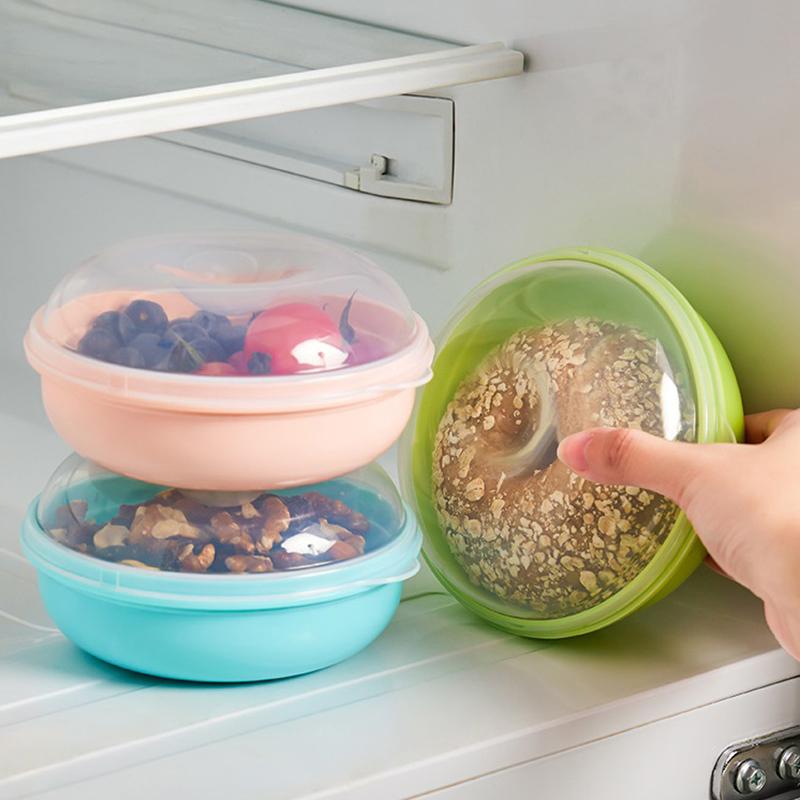 Хлебница, прозрачная круглая форма, контейнер для еды, пригодная для микроволновой печи, коробка для сэндвичей, тостов, для детей, рабочих, школьников, завтраков, обедов, бенто-боксов