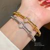 Luxury Heart Pendant Bracelet With Zircon Embellishments In Gold Finish For Spring 2026 Fashion