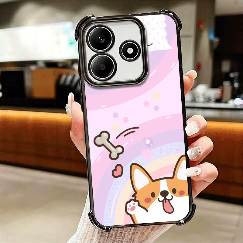 Corgi Dog Cute Plating Phone Case For Xiaomi Redmi Note 14 15 Pro Plus 13 12 11 11S 11T 10 9S 9 5G Anti-Fall Airabag Cover