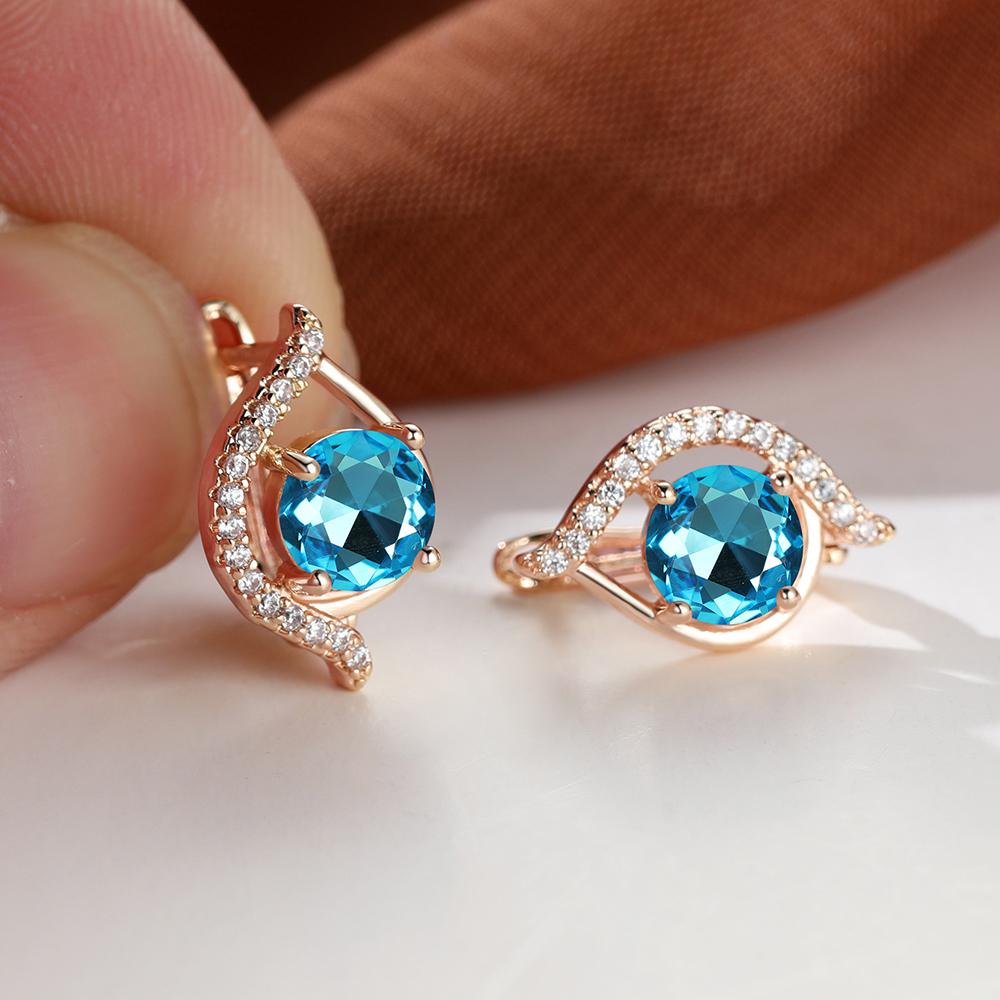 1 пара серег-капель круглой огранки золотого цвета, розовые, черные, белые, синие, зеленые, с камнями, серьги-клипсы в стиле глаз, помолвочные, свадебные украшения, подарок