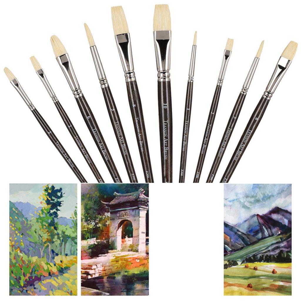 10 шт. Кисти для масляной живописи Коричневый УФ-держатель Гуашь Акварель Рисовальная ручка Художественные принадлежности