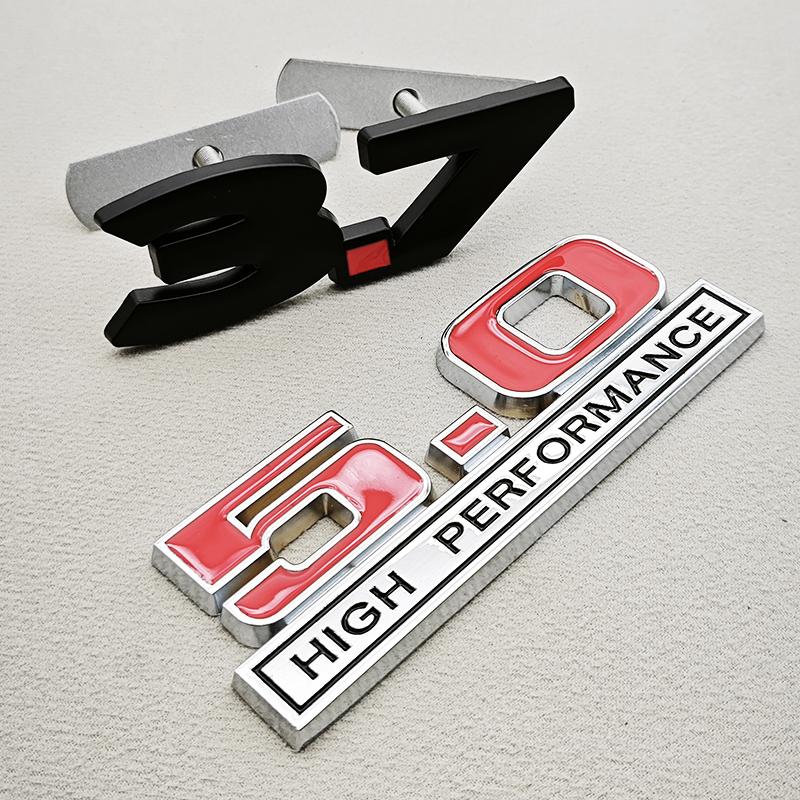 3D Metal Red Chrome 5.0 High Performance 3.7 Logo Car Rear Trunk Stickers Front S8Grille Badge Emblem For Ford Mustang Accessories