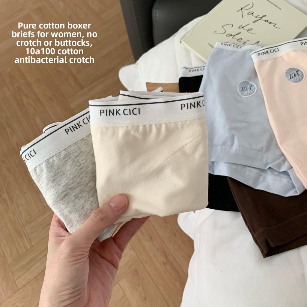 Ladies Spring and Autumn Simple Color Letter Pure Cotton 10A Anti Bacterial Mid Waist Flat Angle Underwear