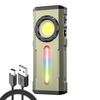 COB Work Light Type-C Rechargeable Flashlight with RGB Light Portable Hat Clip Lamp for Camping & Emergency