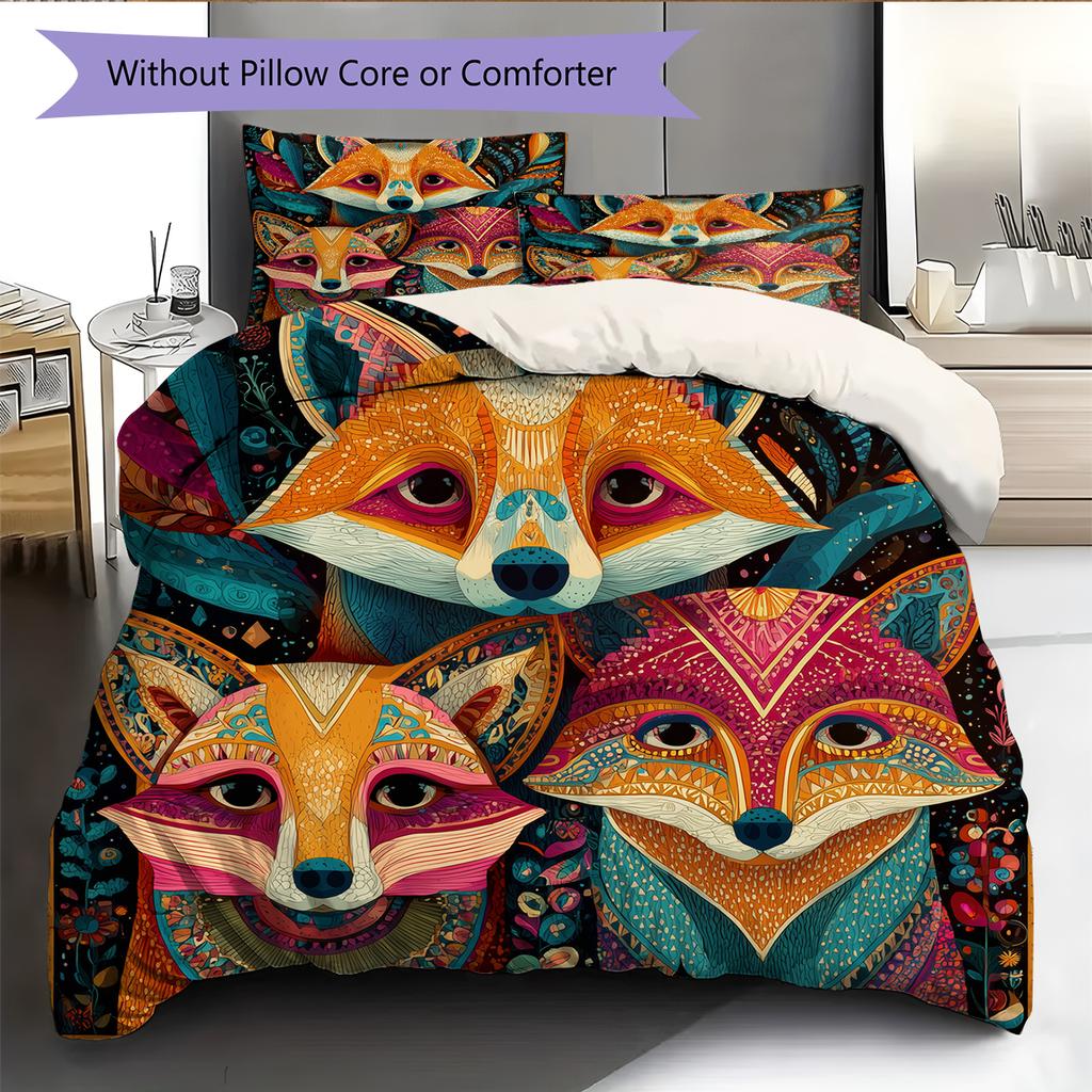Fox Pattern Bedding Home Decoration Birthday Gift (1 * duvet cover + 2 * pillowcase, without core)