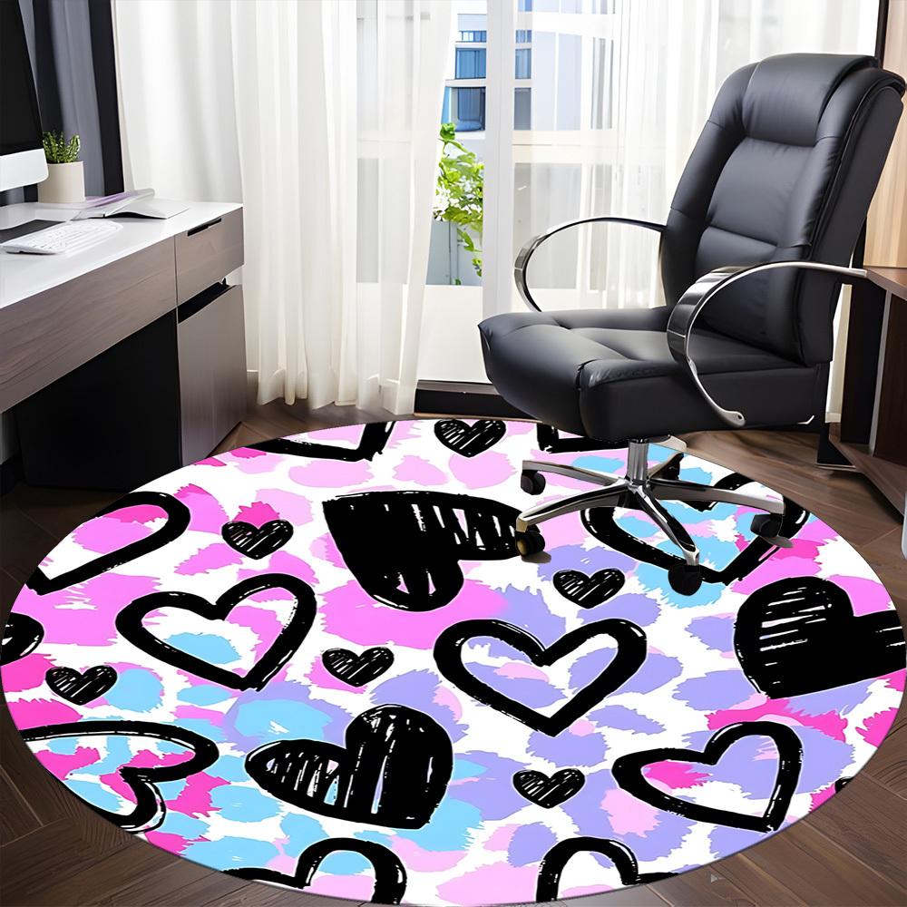 1PC Heart Print Chair Carpet for Office, Indoor Non-Slip Washable  Carpet, Soft Comfortable Mat For Office Room yy250930143