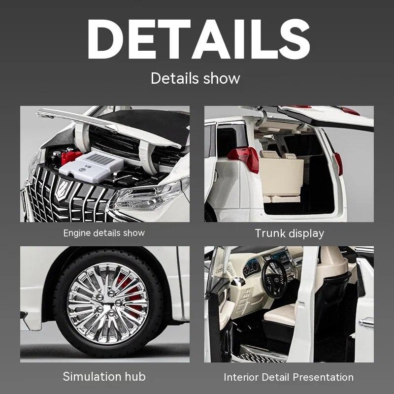 Модель автомобиля Toyota Alphard Alloy в масштабе 1/18 — высокодетализированная коллекционная модель — идеально подходит для демонстрации, декора офиса, подарка