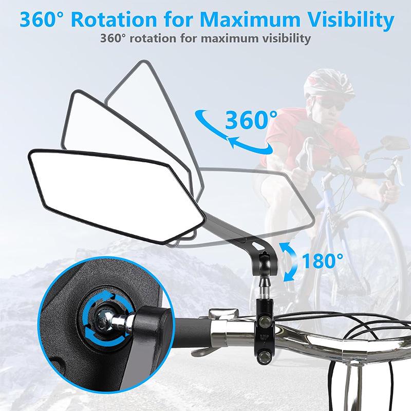 360° Rotating Rearview Mirror for Bicycles, E-bikes & Motorcycles