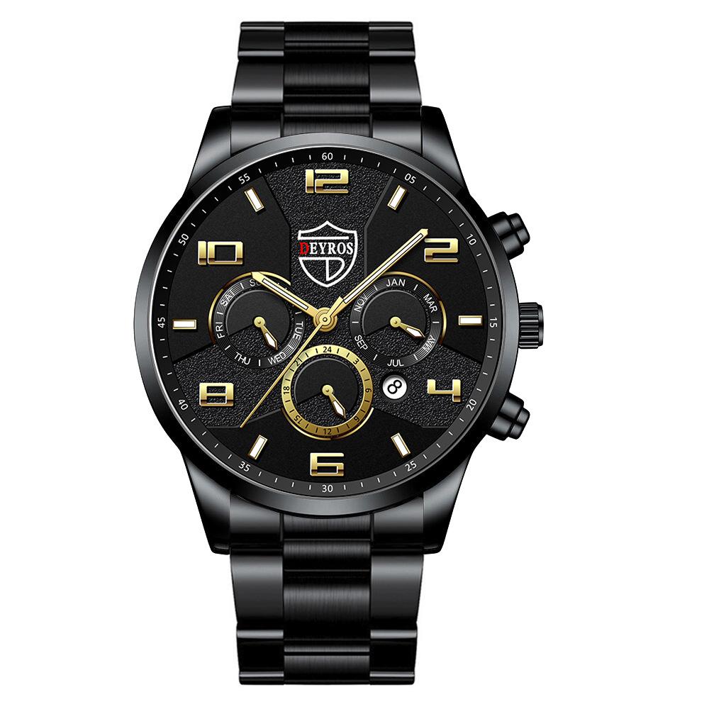 Men'S Fashion Watch Luminous Stainless Steel Men'S Business Calendar Quartz Watch