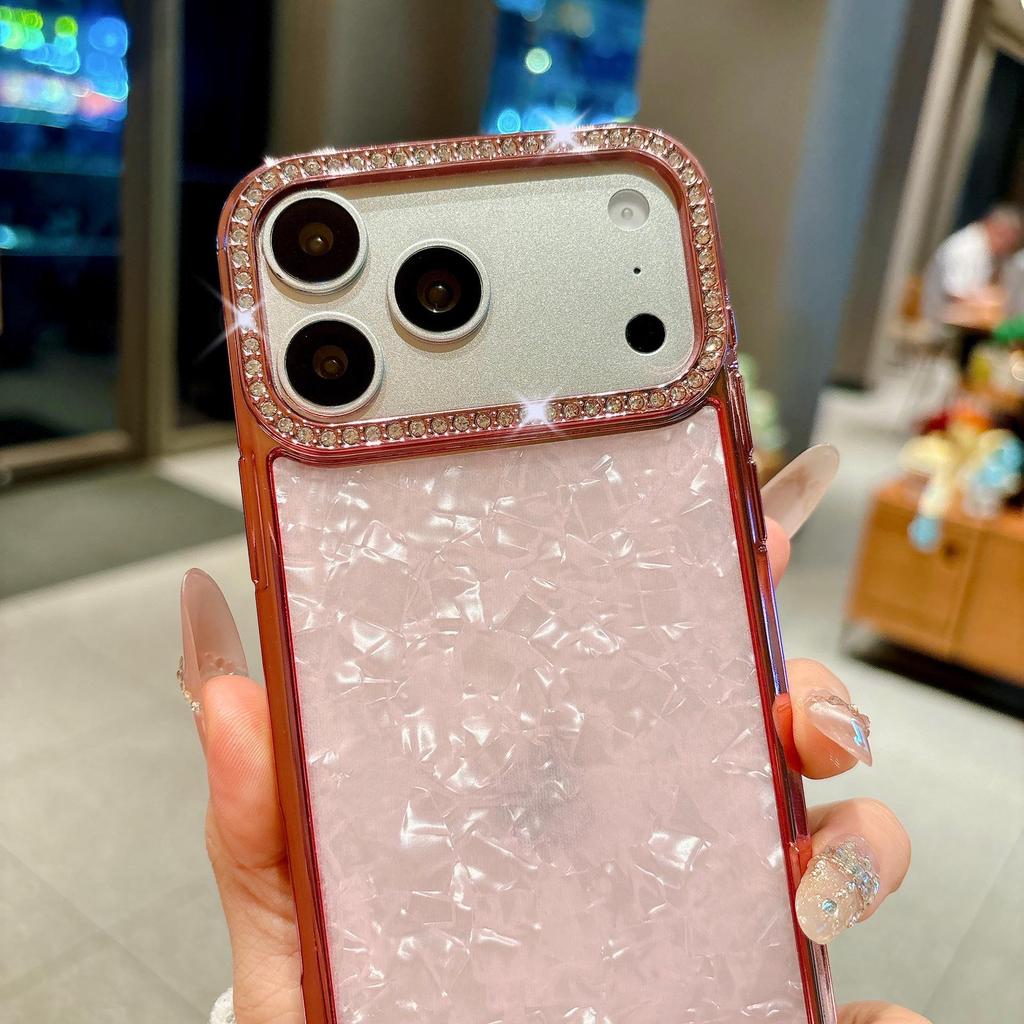 Электроplated чехол для телефона со стразами для iPhone 17 Pro Max – Блестящий, Противоударный мягкий чехол