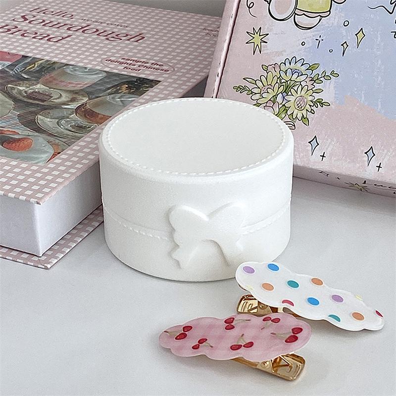 Милый мультфильм бант пони круглые серьги кольца коробка роскошные пылезащитные аксессуары для волос упаковка дисплей коробка портативный ящик для хранения