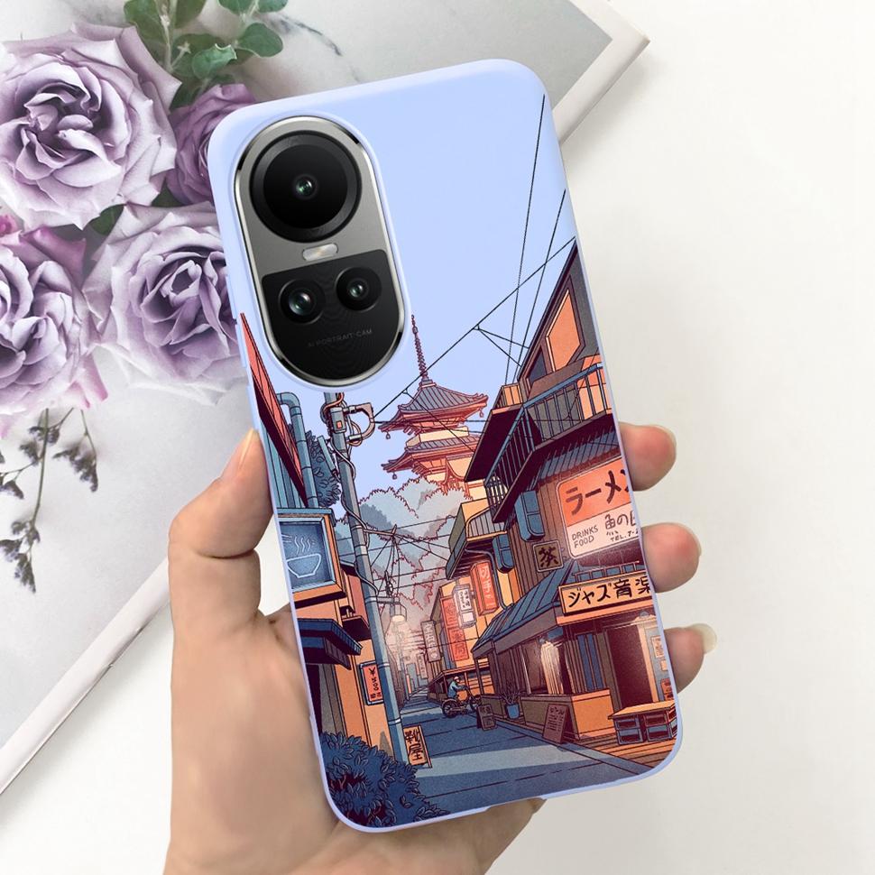 For Oppo Reno10 Case Luxury Colourful Painted Cover Soft Silicone Phone Case For Oppo Reno 10 Reno10 Pro 5G Back Cover Bumper