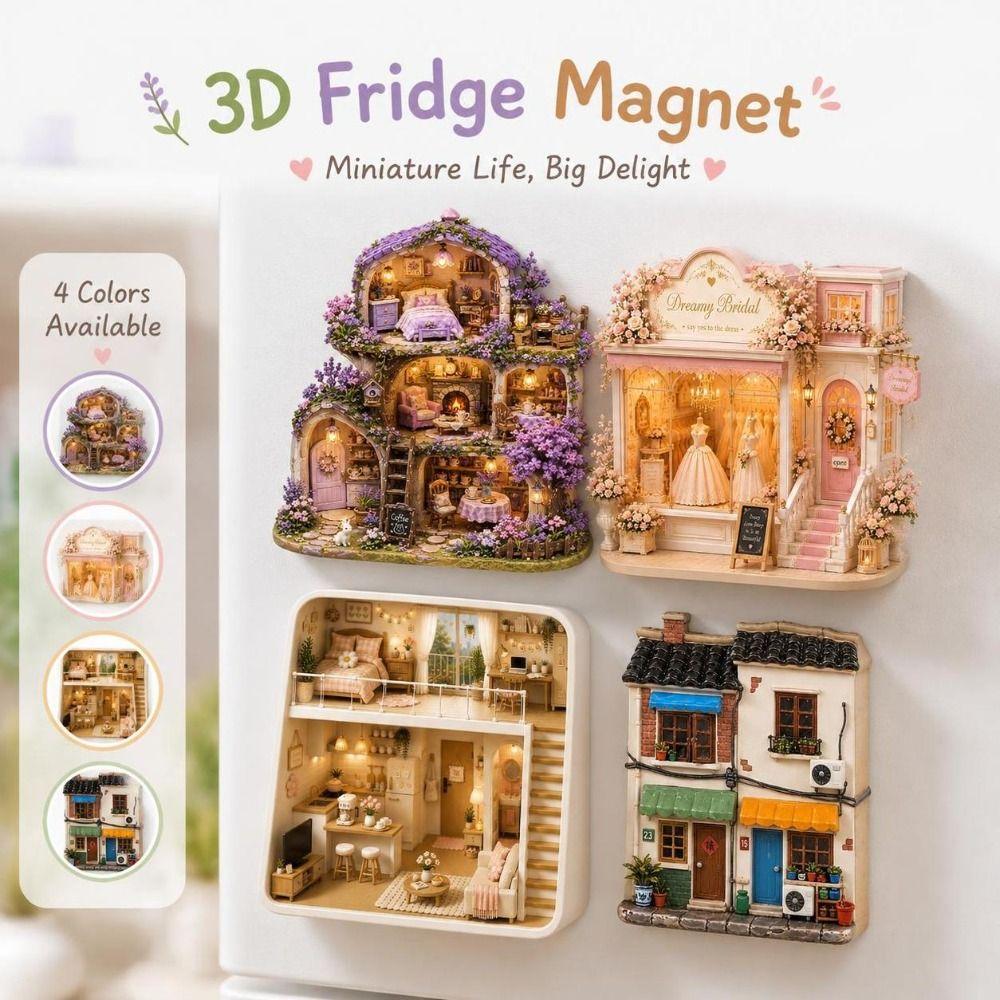 Cute Home Theme Refrigerator Magnet 3D Relief 3D Refrigerator Stickers Kitchen Decor
