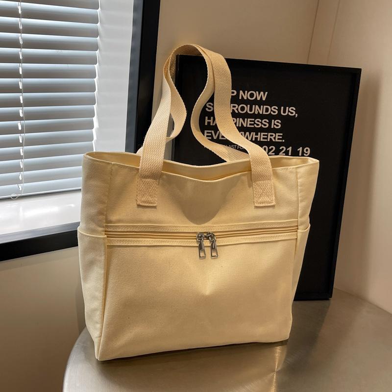 Женская сумка через плечо унисекс, большая вместительная сумка, повседневная универсальная однотонная холщовая сумка для студентов, дорожная сумка на молнии, квадратная сумка