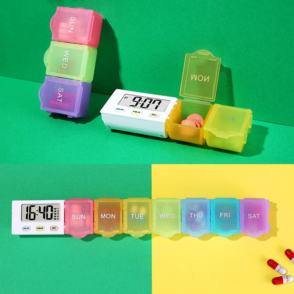 Dust proof Separated Pill Organizer Pill Box Case Electronic Timer Alarm Clock Reminder Medicine Storage Dispenser