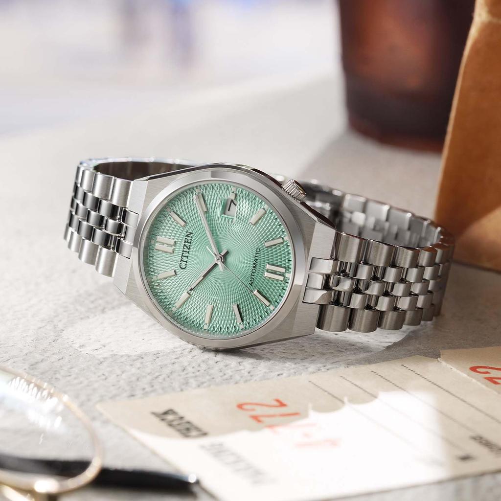 Citizen Часы Tsuyosa Collection 37 мм Запас хода Браслет Автоматические Светло-зеленые NK0030-51X 60 часов 5 звеньев