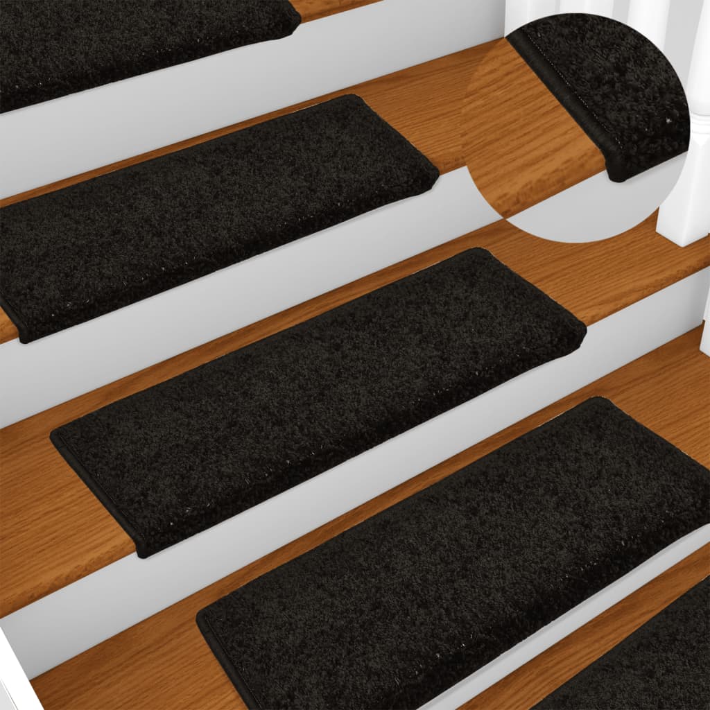 Vidaxl Maty Na Schody 15 Szt. 65X21X4 Cm, Czarne, Prostokątne Krawędzie