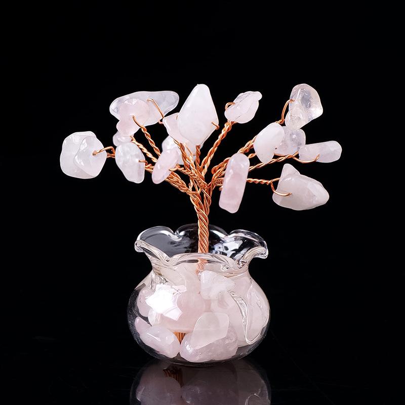 Mini Tree Crystal Stone Mini Vase Car Desktop Tabletop Ornament Bookshelf Courtyard Home Decorations