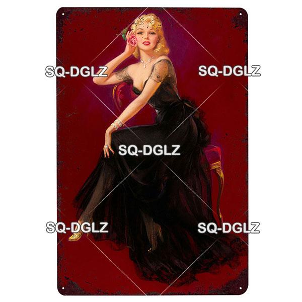 [SQ-DGLZ] 90-е годы Pinup металлическая пластина жестяная вывеска винтажный декор для паба металлическая вывеска металлический сексуальный плакат для девочек украшение дома искусство на заказ