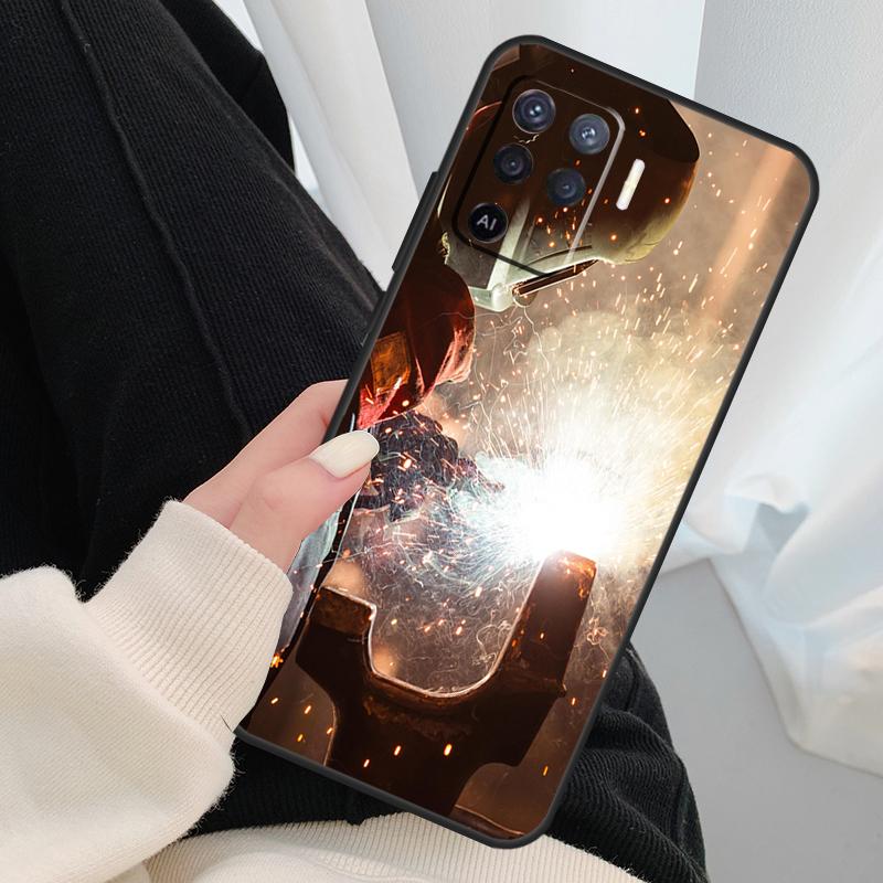 Welder Welding Hot Metal Worker Case For Oppo A17 A57 A77 A40 A78 A54 A74 A94 A76 A16 A96 A18 A60 A80 A38 A58 A98 A15 A5 Pro