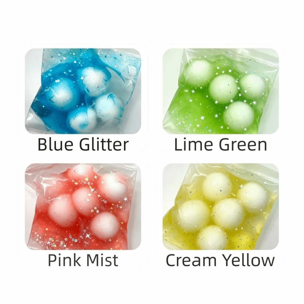 4 Balls Sensory Dumpling Squishy Wax Coating Fidget Squeeze Bag Crispy Handmade Ball Desktop Gift