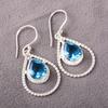 Swiss Blue Topaz Gemstone Jewelry, 925 Solid Sterling Silver Earrings, Handmade Wonderful Silver Earrings For Anniversary Gift