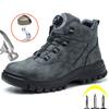 Fashion Rotating Buttons Indestructible Shoes Work Sneakers Safety Shoes Men Steel Toe Boots Puncture-Proof Protective Shoes Work Boots