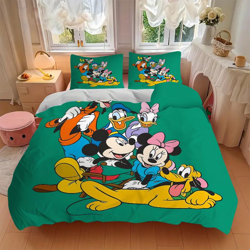 3pcs set Mickey Mouse Pluto1pc of quilt cover+2pcs of pillowcase, no core, print bedding, All Seasons Bedroom Setting024