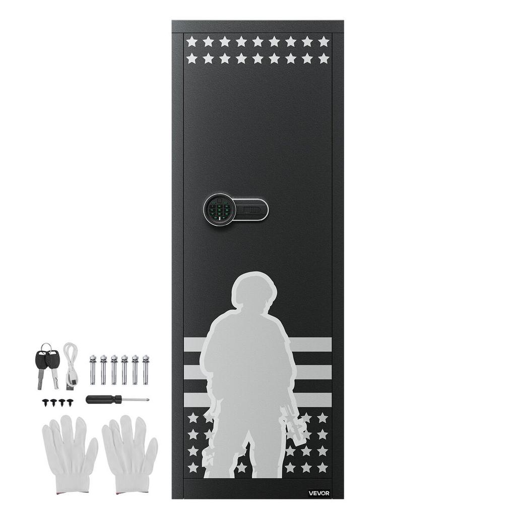 10-12 Gun Safe, Long Gun Cabinet for Rifles and Pistols, Quick Access Fireproof Rifle Safe with 4 Pistol Pockets and 3 Adjustable Racks, Large Digital