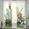 Funny Animal Cartoon Tulle Curtains for Living Room Bedroom Window Sheer Curtains Kitchen Balcony Voile Curtains