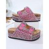 Сандалии на толстой подошве со стразами, европейско-американские, лето 2025, больших размеров, с ремешком и пряжкой, шлепанцы на мягкой подошве, женские