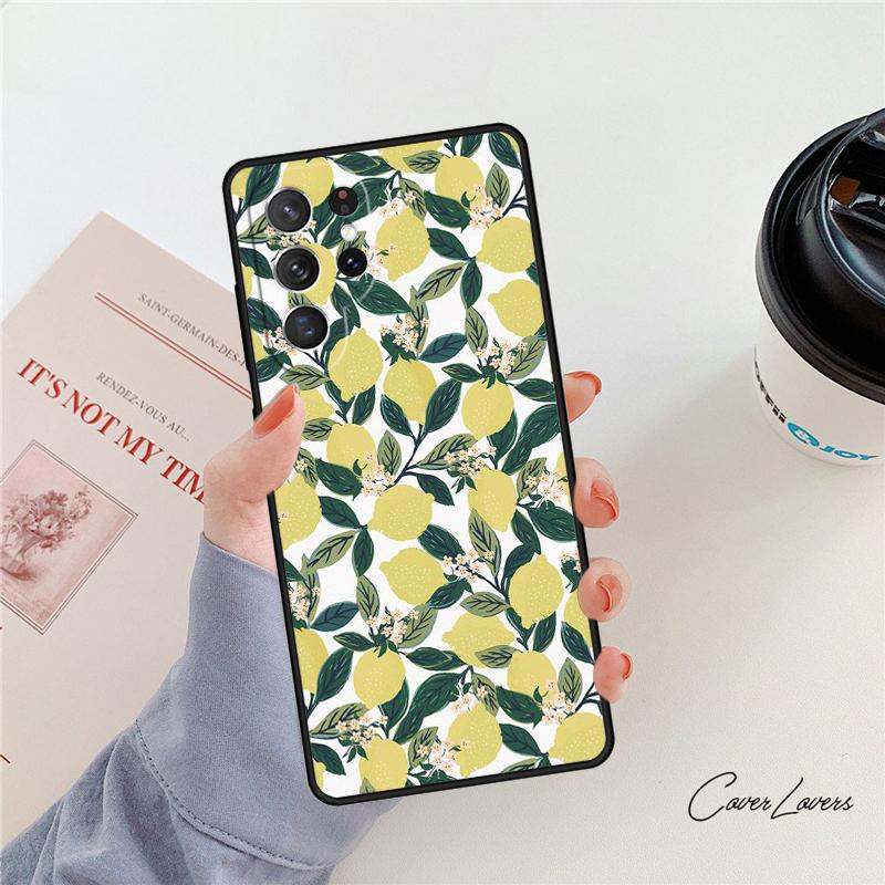 Летний чехол для телефона с лимонами и листьями Для Samsung Galaxy S24 S25 S23 S22 Ultra Note 10 20 Plus S20 S21 FE Чехол