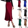 Women's Midi Satin Skirt Dressy Casual High Waisted A Line Flowy Ruffle Elegant Party Skirts