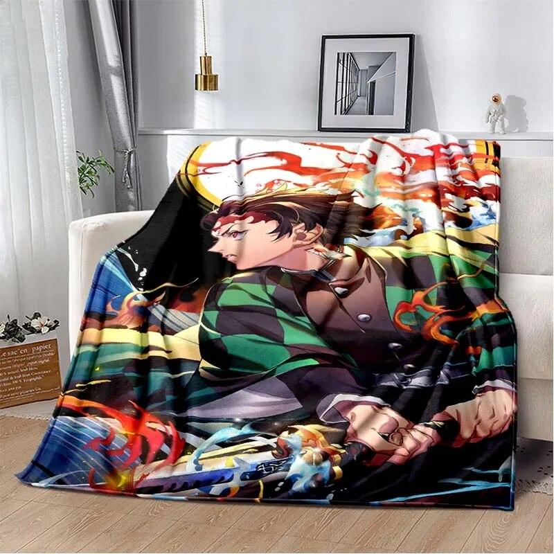 Модное одеяло Demon Slayer-легкое фланелевое покрывало для дивана и кровати, одеяло с цифровой печатью из мягкой фланелевой ткани с червями