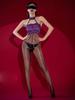 Сексуальный женский комбинезон с halter, масляный блестящий, с кружевной аппликацией, прозрачный, ультратонкий боди-леотард, моделирующий