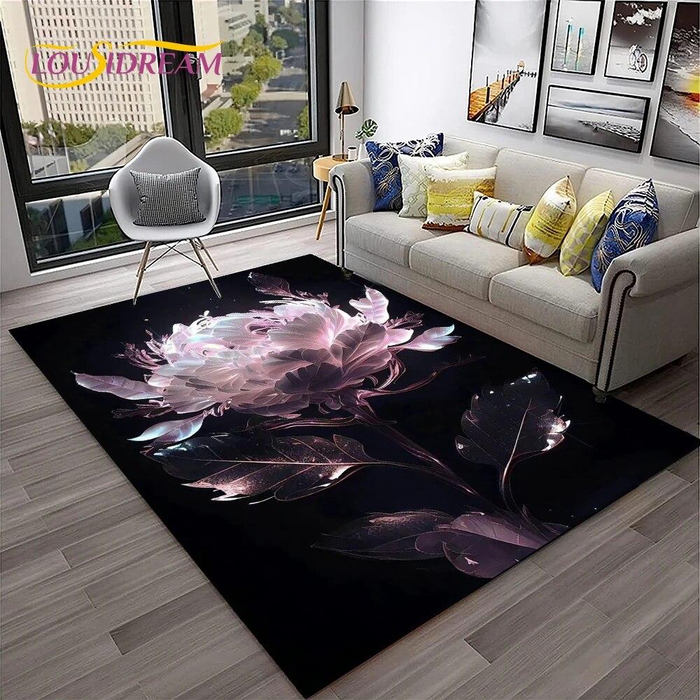 Ковер в скандинавском стиле с розой и цветами любви для дома, гостиной, спальни, дивана, коврика, декор, детский игровой коврик, нескользящий напольный коврик