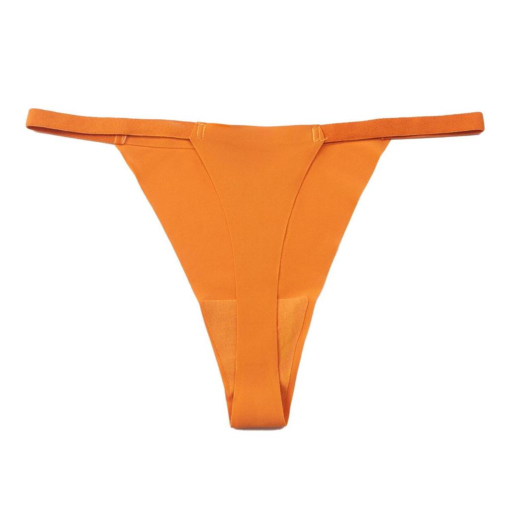 Women's Seamless Ice Silk Thong - Solid Color, Thin Strap, Low Waist, Plus Size