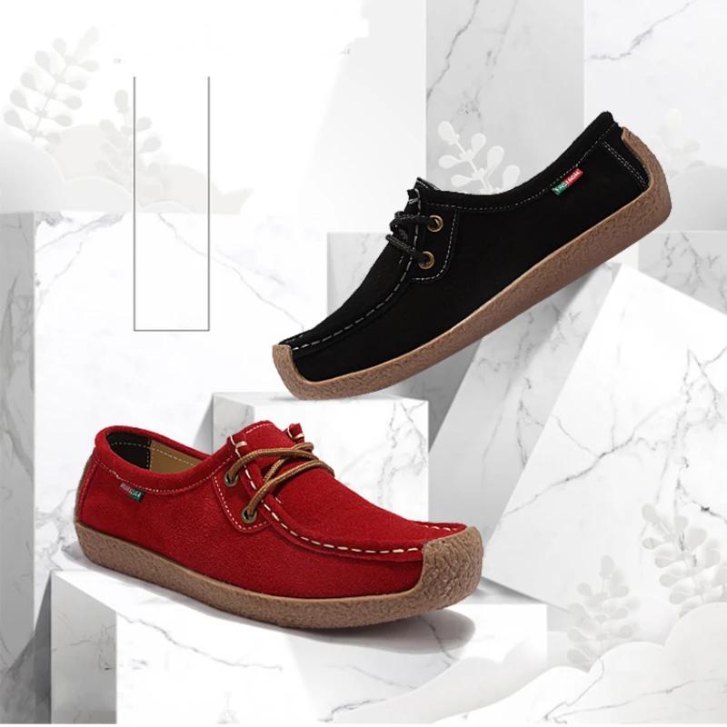 Модные женские кожаные туфли на плоской подошве, теплые туфли на шнуровке, Botas Tênis, осенние туфли-оксфорды, женские лоферы, повседневные замшевые швы, Zapatos Para Mujeres 42