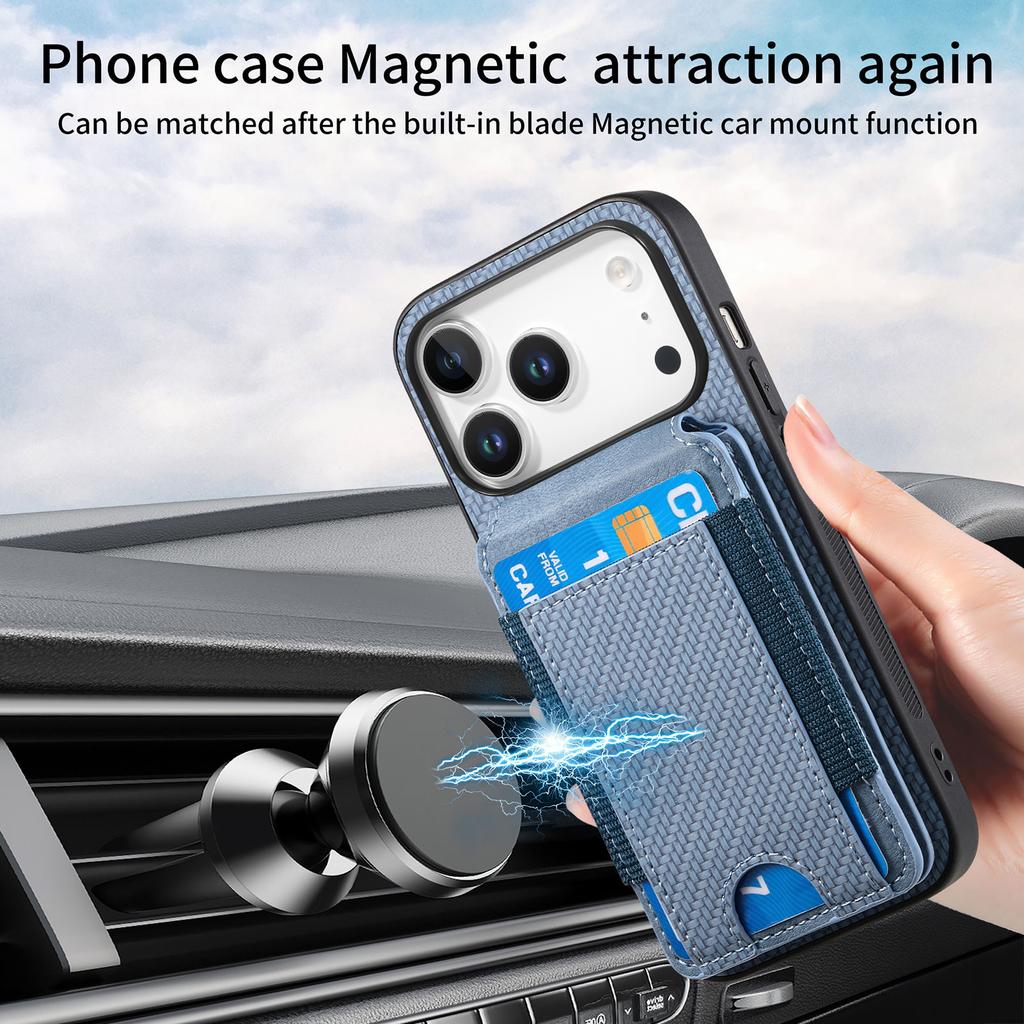 Для iPhone 17 Pro Чехол с держателем для карт, подставкой, кожаной задней крышкой