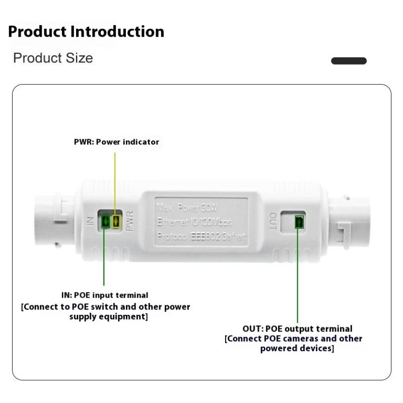 1 шт. Водонепроницаемый удлинитель PoE, адаптер-инжектор PoE, удлинитель/репитер Ieee802.3At/Af, Plug&Play для PoE-коммутатора, NVR, IP-камеры
